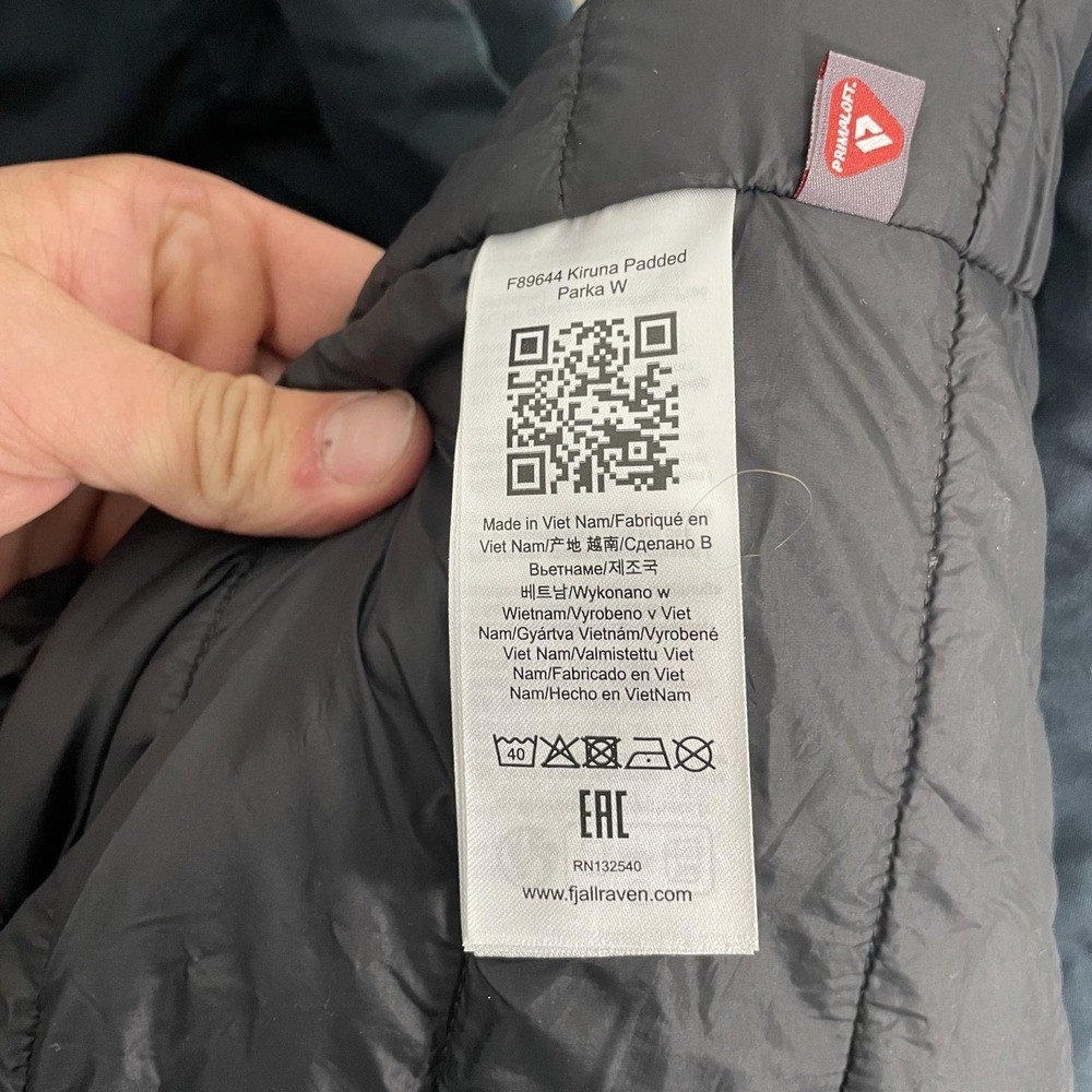 Fjallraven Kiruna Padded Parka Coat Womens XL Blue G-1000 Hooded Insulated - Picture 6 of 11